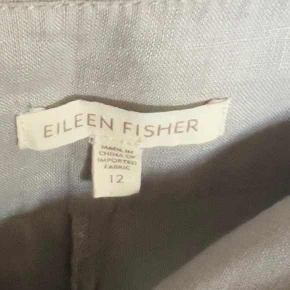 Eileen Fisher 100% linen wide leg pants size 12 gray casual minimalist lagenlook - Picture 4 of 7